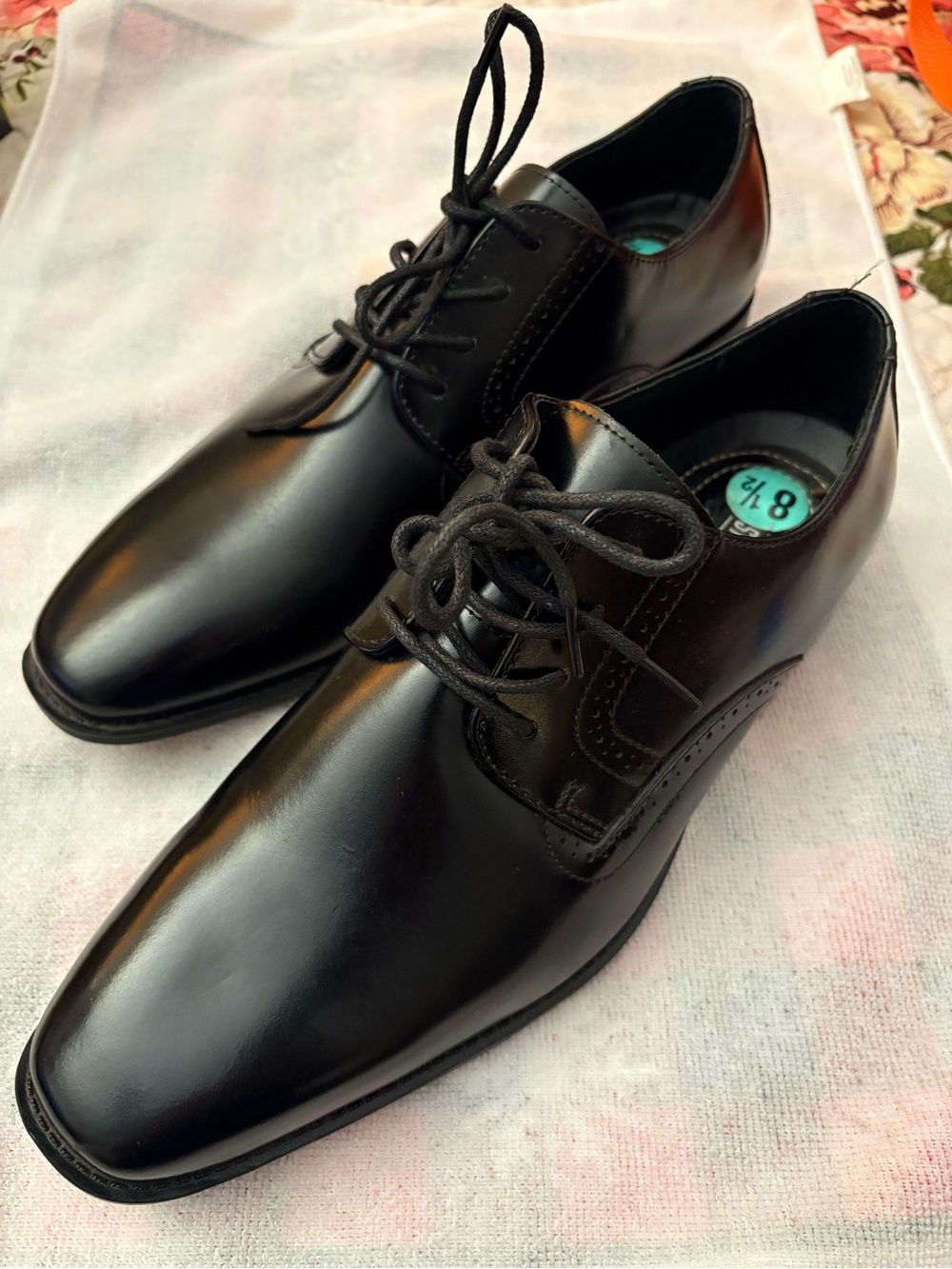 Stacy Adams Black Leather Lace-Up Oxfords